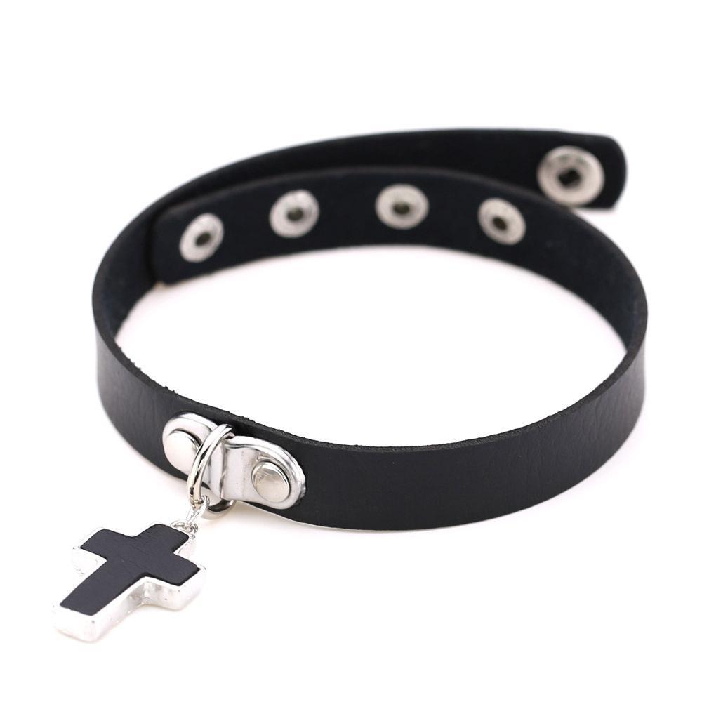 Women's Punk Christian Cross Choker