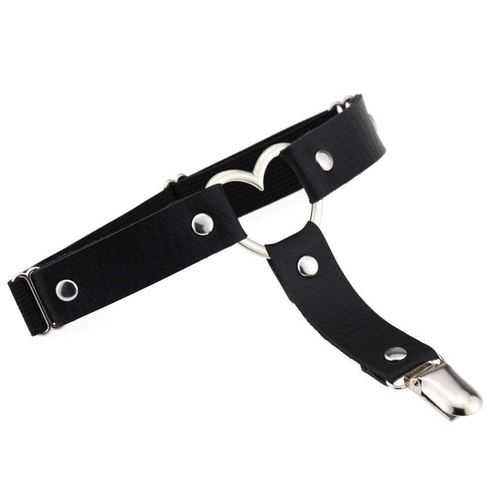 Women's Punk Faux Leather Heart Leg Garter