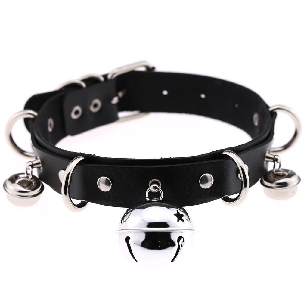 Women's Punk Little Bell PU Leather Choker