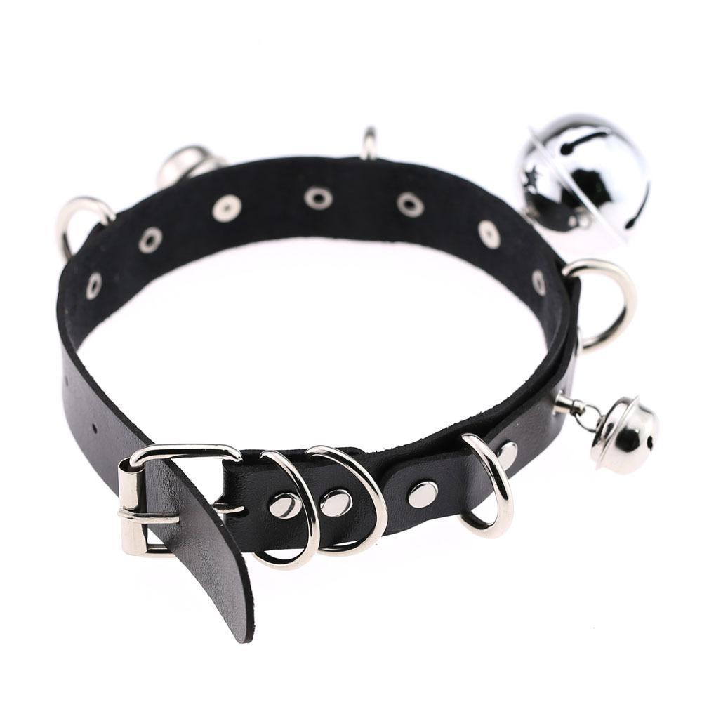 Women's Punk Little Bell PU Leather Choker