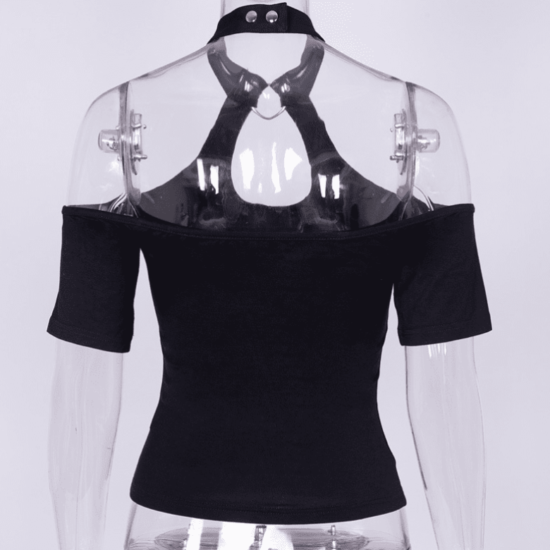 Women's Punk Off Shoulder Fitted Choker Top