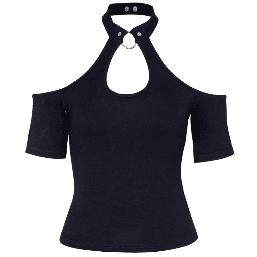 Women's Punk Off Shoulder Fitted Choker Top