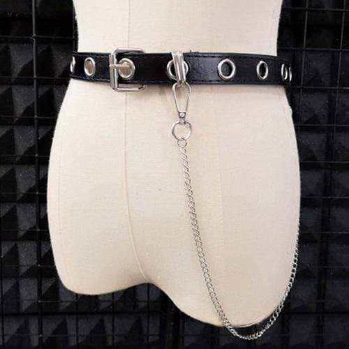 Women's Punk Waist Belt With Chain