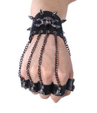 Men's Black Skull Metal Chain Gloves With Removable Finger Rings