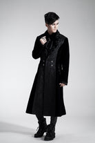 Men's Gothic Floral Embroideried Turn Down Collar Maxicoat