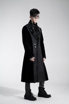 Men's Gothic Floral Embroideried Turn Down Collar Maxicoat