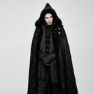 Men's Gothic Hooded Sleeveless Long Fur Cloak