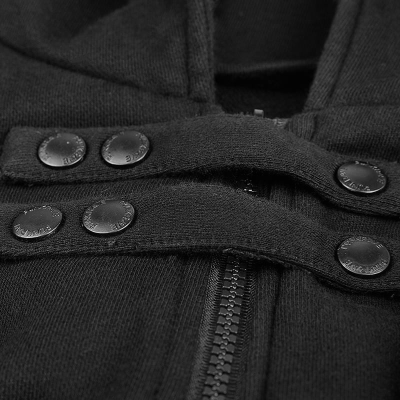 Men's Punk Irregular hooded long coat with Detachable sleeves