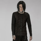 PUNK RAVE Men's Gohic Slim Fitted Ripped Shirt