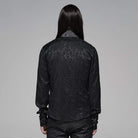 Men's Goth Floral Printed Stand Collar Shirt Black