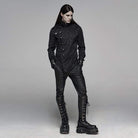 Men's Goth Floral Printed Stand Collar Shirt Black