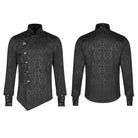 Men's Goth Floral Printed Stand Collar Shirt Black