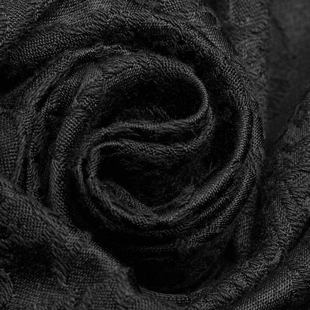 Men's Goth Floral Printed Stand Collar Shirt Black