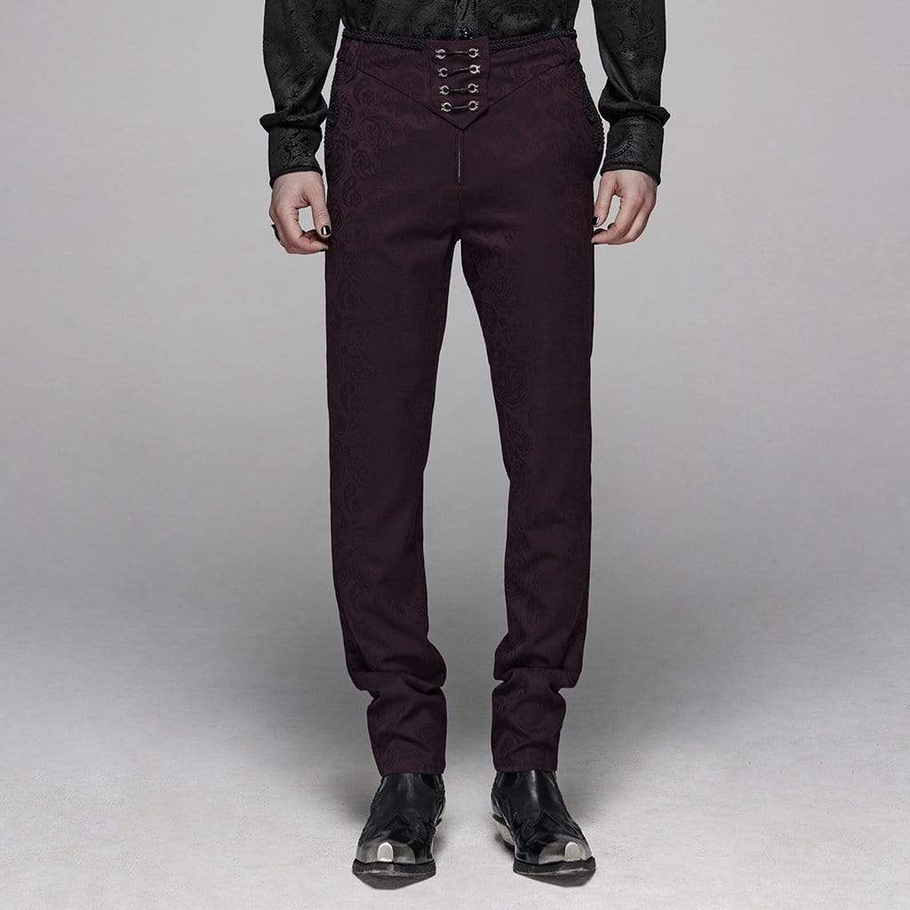 Men's Goth Front Zipper Jacquard Suit Pants