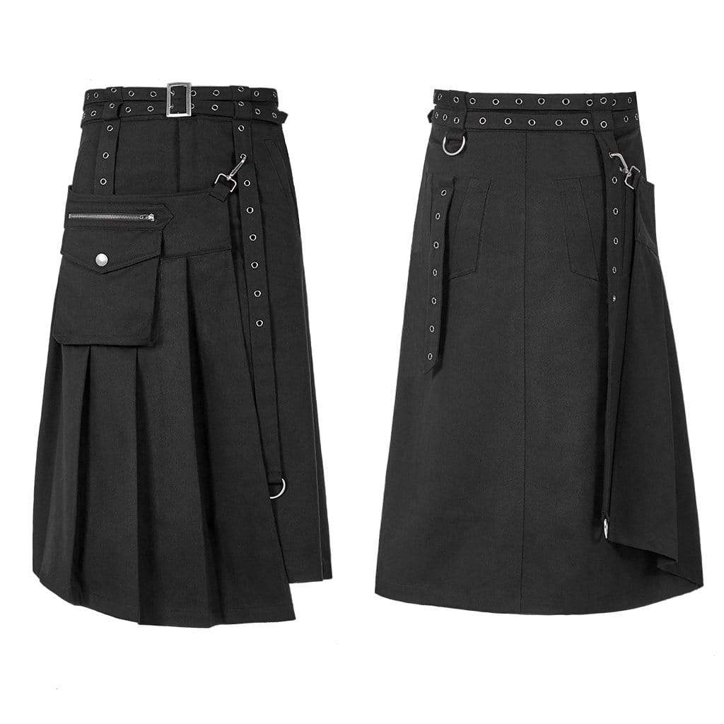 Men's Gothic Big Pocket Detachable Two Pieces Skirts
