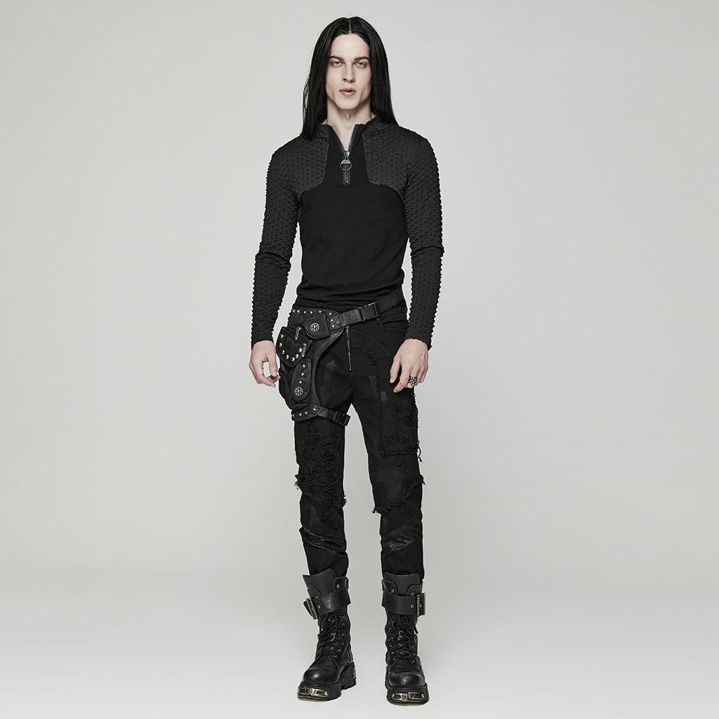 PUNK RAVE Men's Gothic Bubble Zipper Shirt