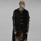 PUNK RAVE Men's Gothic Buckles Irregular Mesh Vest