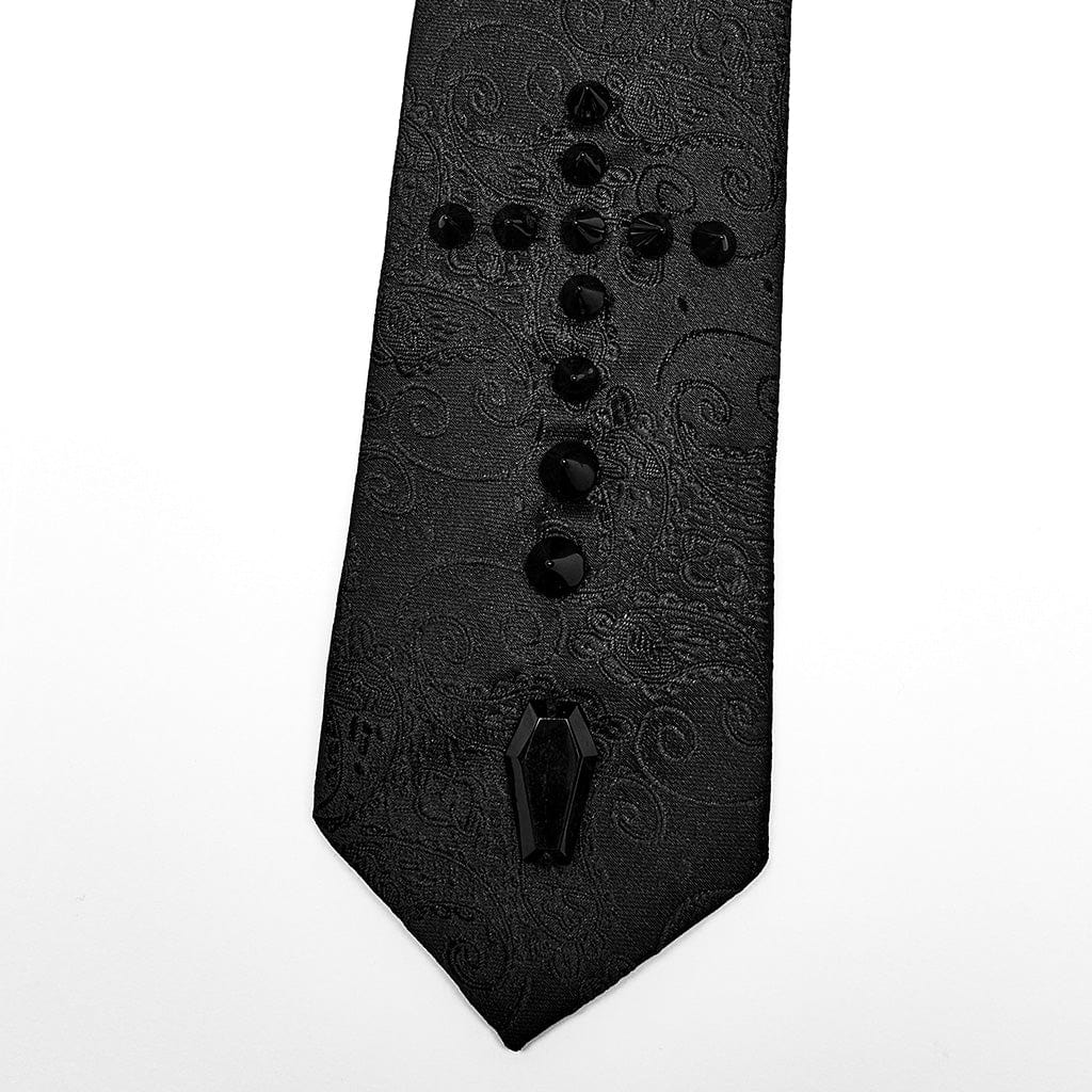 PUNK RAVE Men's Gothic Cross Beaded Tie