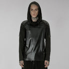 PUNK RAVE Men's Gothic Cutout Splice Drawstring Hoodies