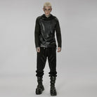 PUNK RAVE Men's Gothic Cutout Splice Drawstring Hoodies