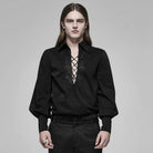 Men's Gothic Deep V-neck Puff Sleeved Ropes Shirts