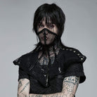 Punk Rave Men's Gothic Faux Leather Splice Mesh Mask