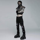 Punk Rave Men's Gothic Faux Leather Splice Mesh Mask