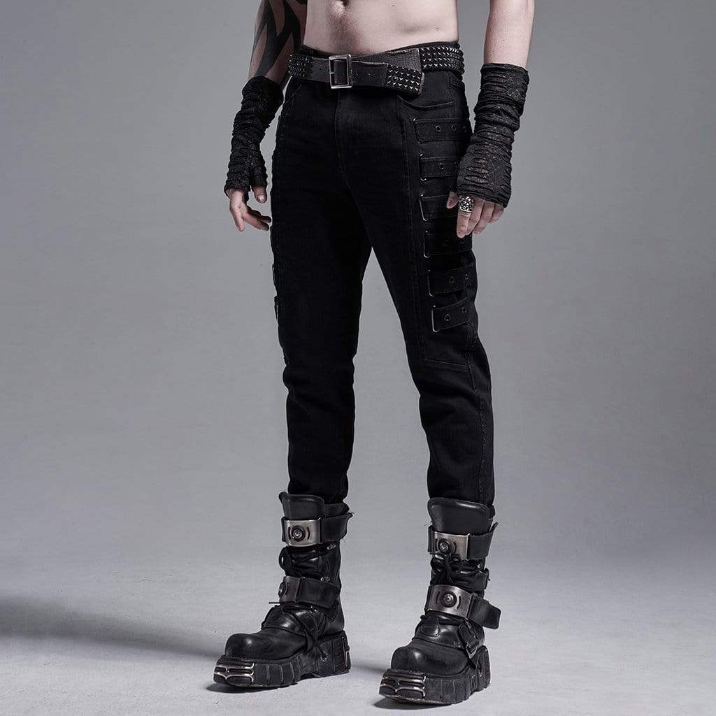 Men's Gothic Fitted Pants With Chains