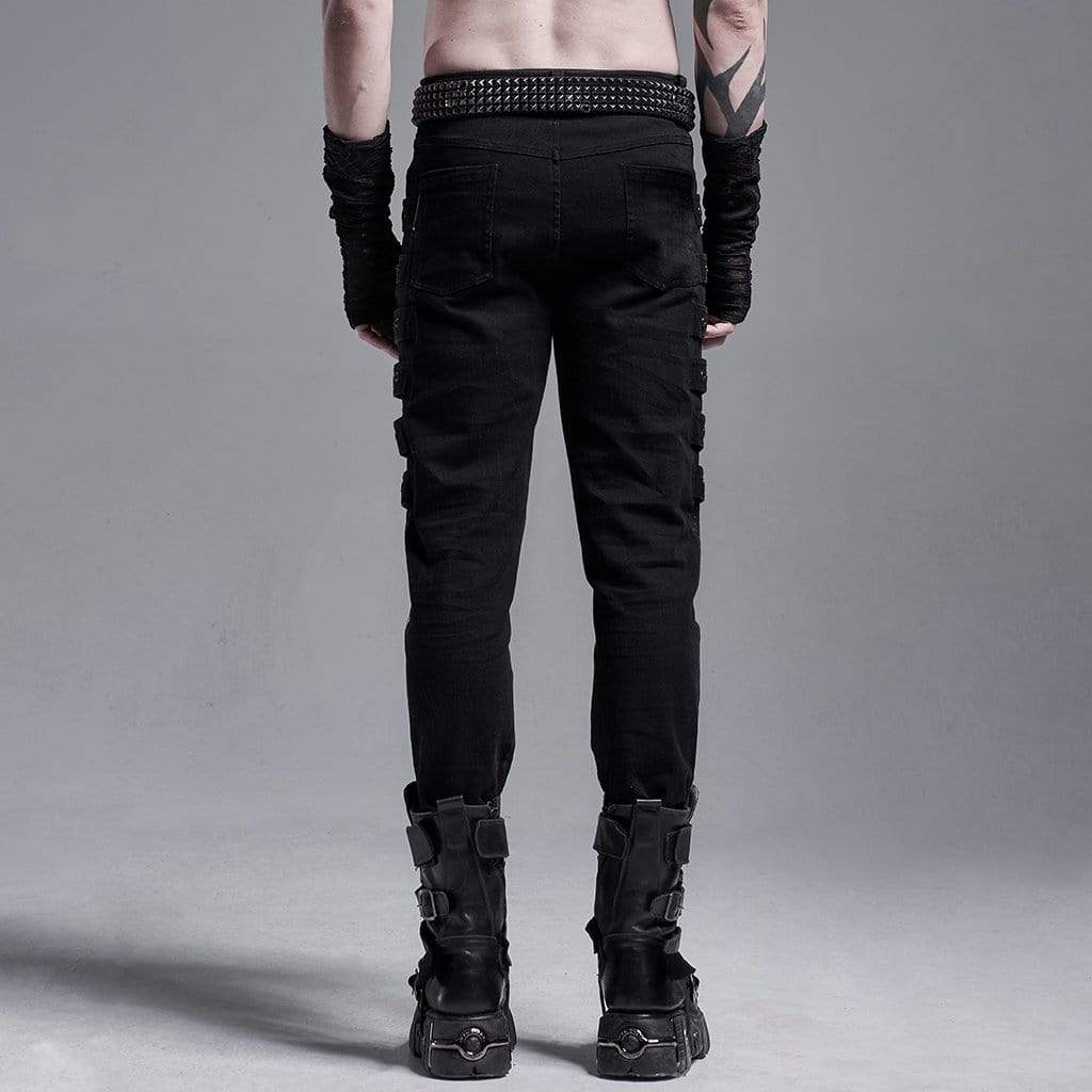 Men's Gothic Fitted Pants With Chains