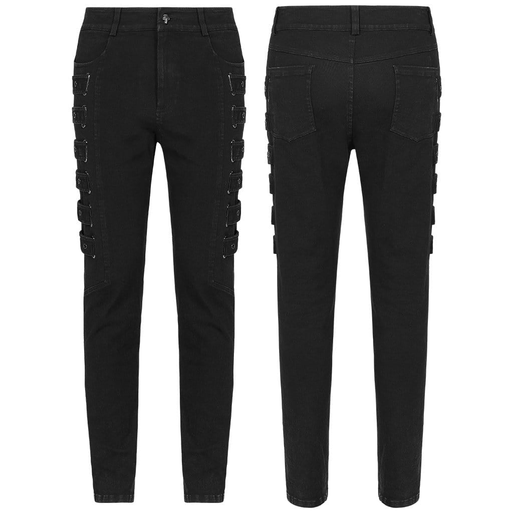 Men's Gothic Fitted Pants With Chains