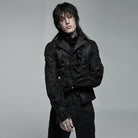 Punk Rave Men's Gothic Floral Embroidered Ruffled Waistcoat