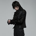 Punk Rave Men's Gothic Floral Embroidered Ruffled Waistcoat