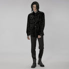 PUNK RAVE Men's Gothic Floral Printed Velvet Shirt