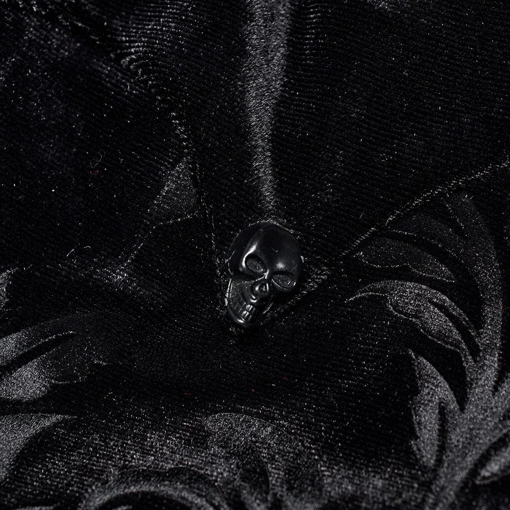 PUNK RAVE Men's Gothic Floral Printed Velvet Shirt