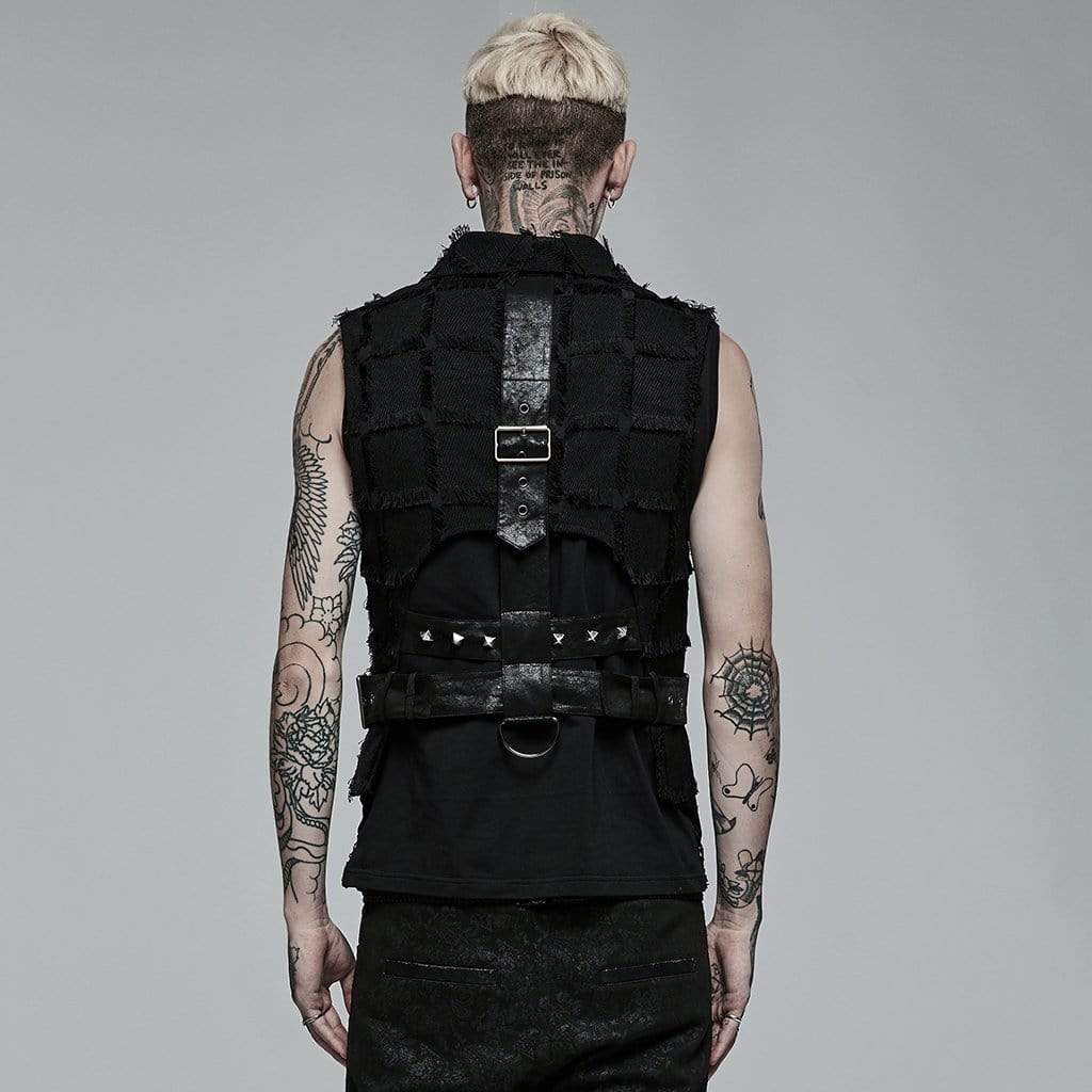 Punk Rave Men's Gothic Irregular Cutout Unedged Waistcoat