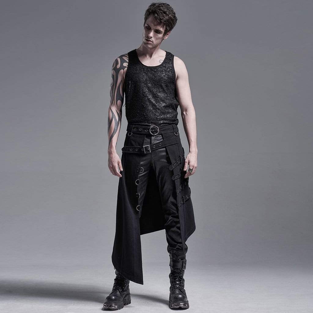 Men's Gothic Irregular Overskirts With Belts