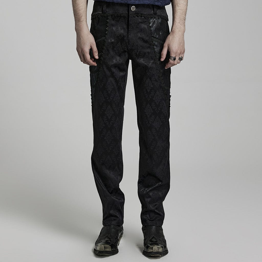 PUNK RAVE Men's Gothic Jacquard Lace Pants