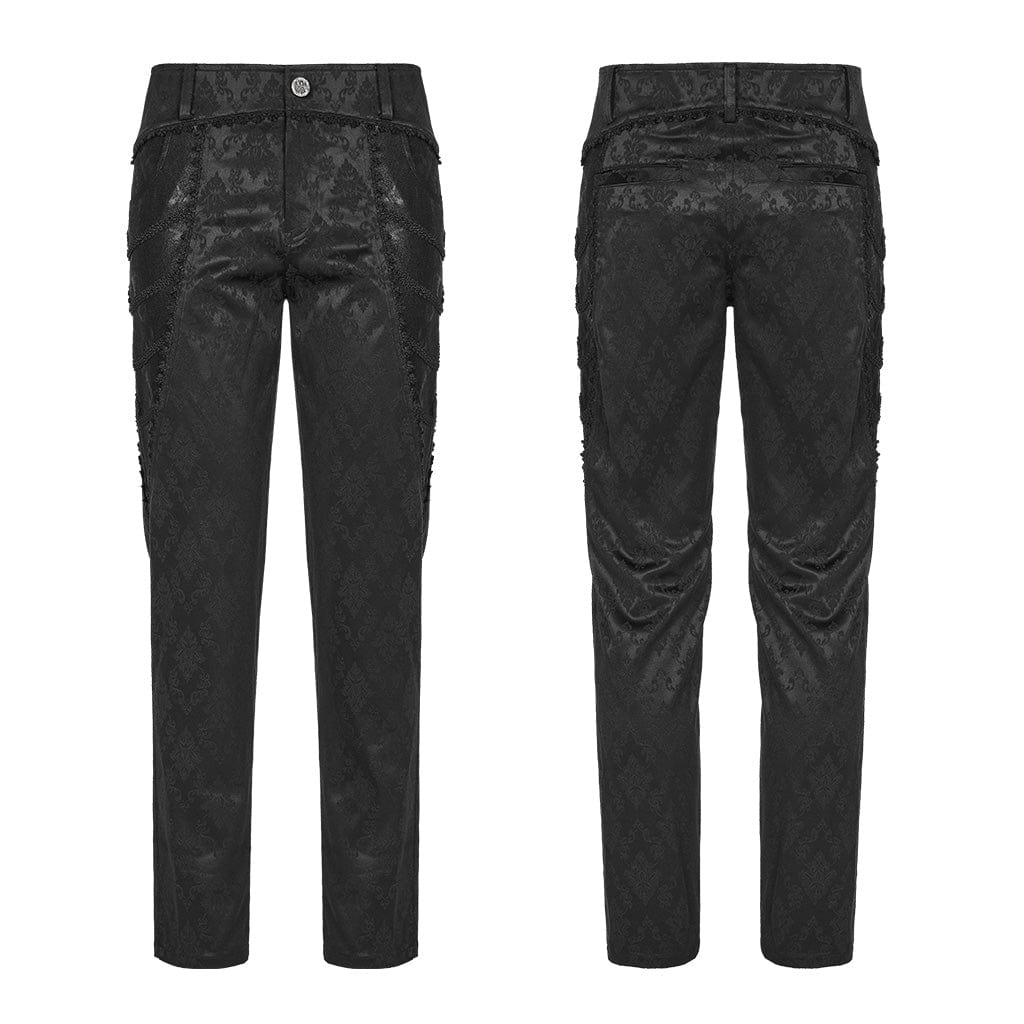 PUNK RAVE Men's Gothic Jacquard Lace Pants