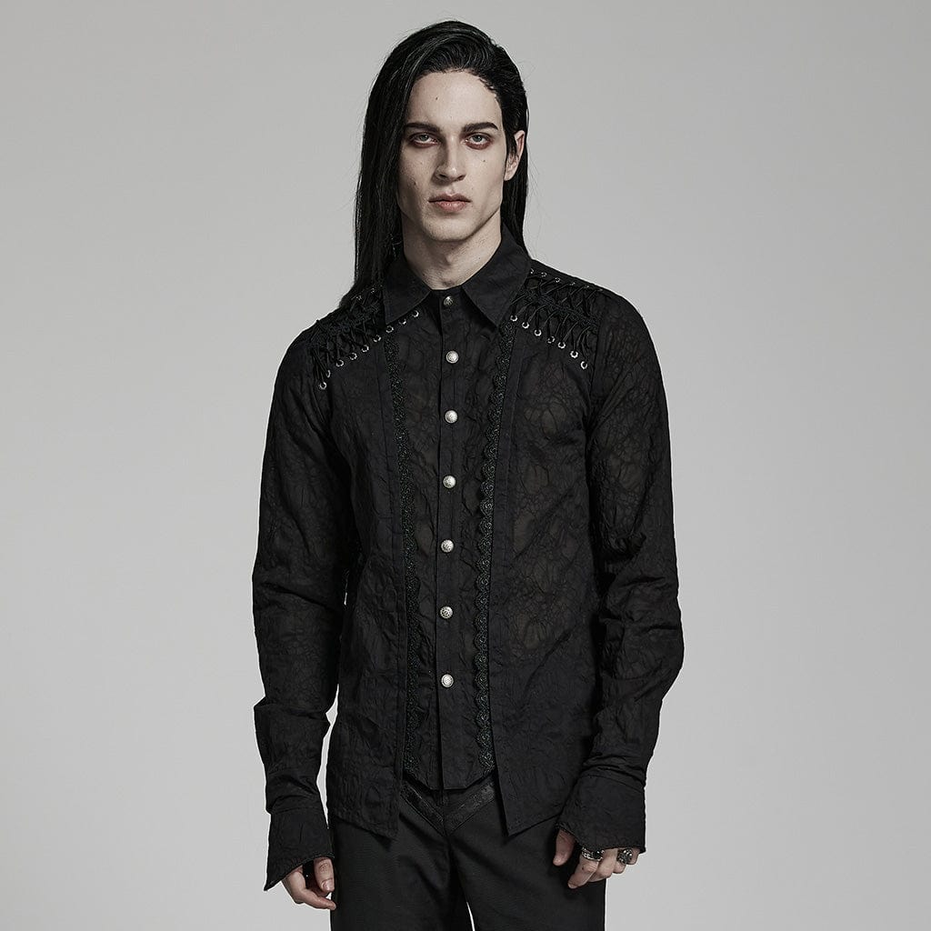 PUNK RAVE Men's Gothic Lace Shirt