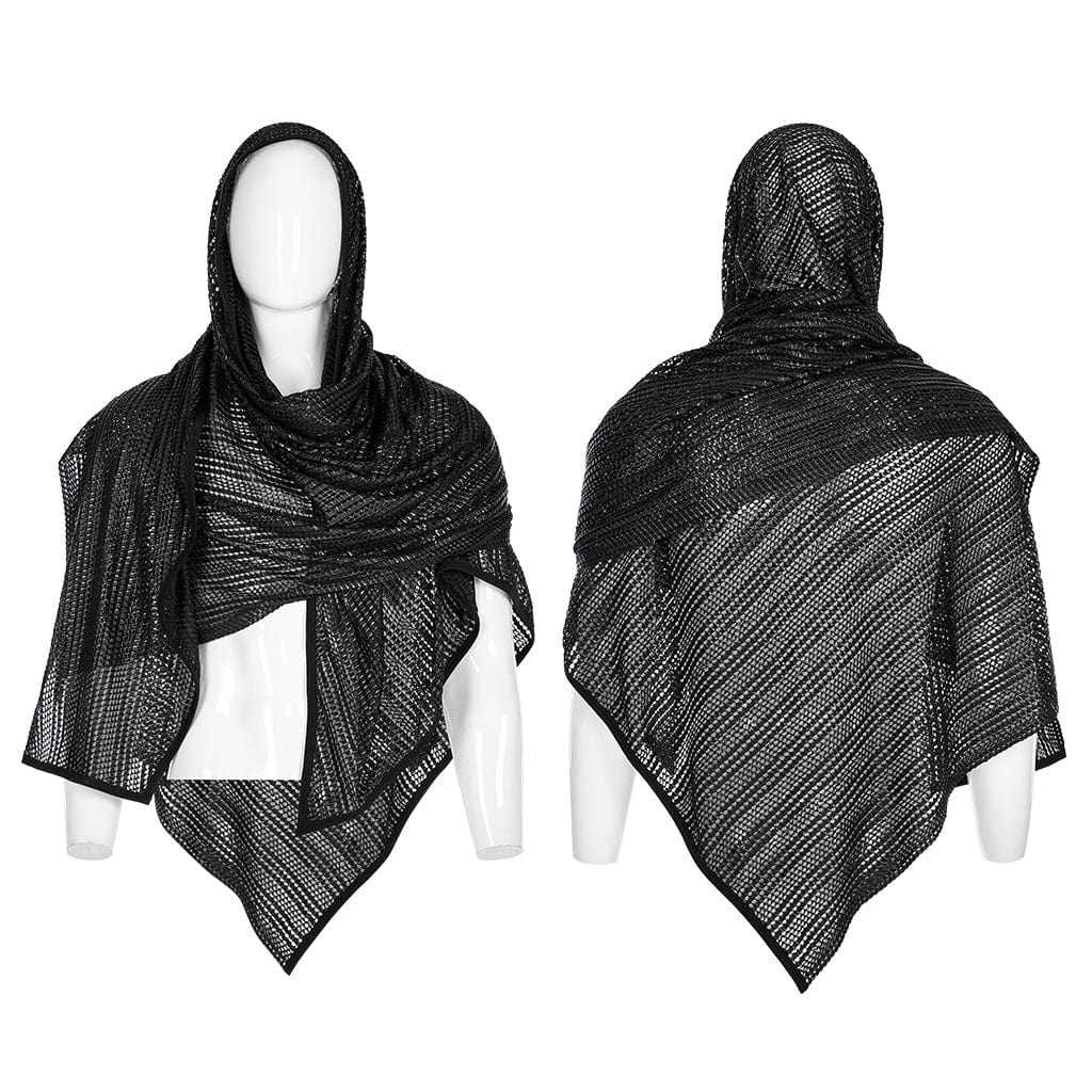 PUNK RAVE Men's Gothic Mesh Scarf with Hood