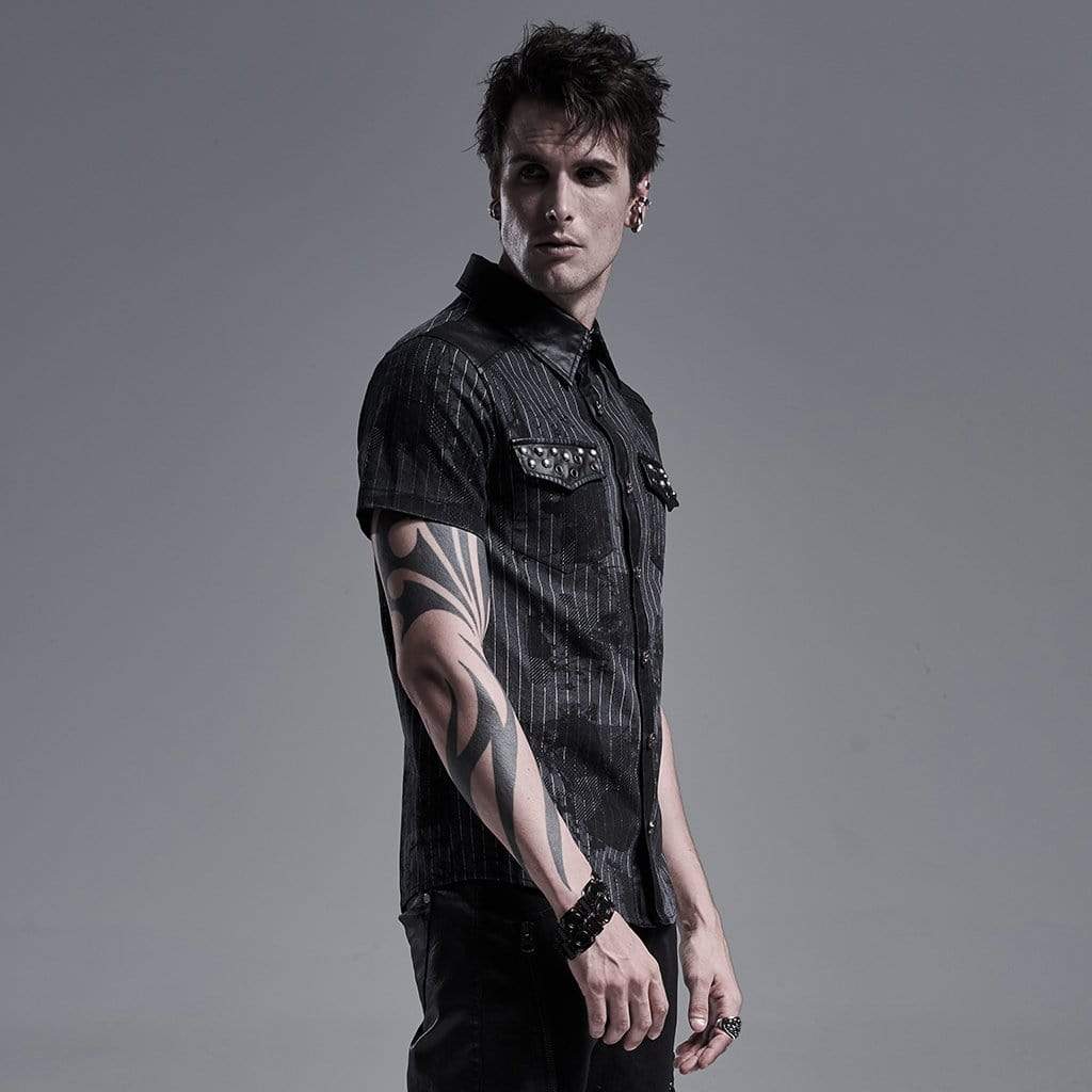 Men's Gothic Printed Shirts With Rivets