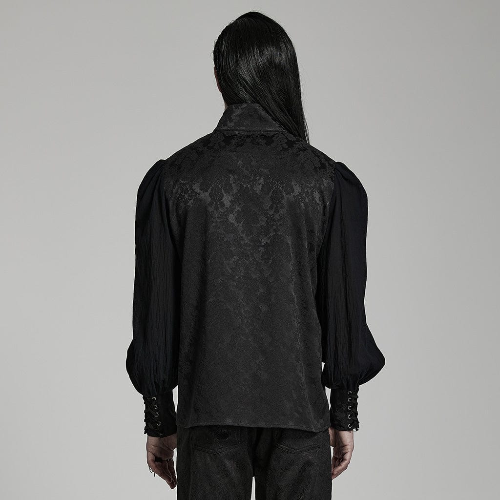 PUNK RAVE Men's Gothic Puff Sleeved Lace Shirt