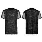 Punk Rave Men's Gothic Ripped Mesh Knitted T-shirt