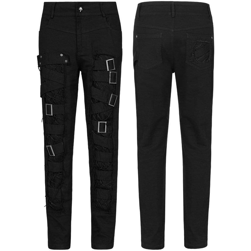 Men's Gothic Ripped Pants With Chains