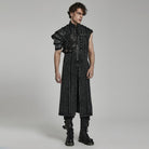 PUNK RAVE Men's Gothic Stand Collar Distressed Long Vest