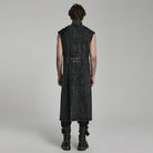 PUNK RAVE Men's Gothic Stand Collar Distressed Long Vest