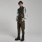 PUNK RAVE Men's Gothic Stand Collar Embossed Vest