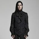 PUNK RAVE Men's Gothic Stand Collar Ruched Shirt with Scarf