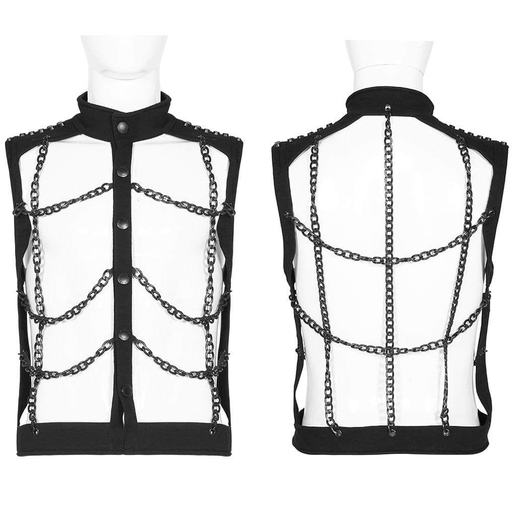 Men's Gothic Stand Collar Single-breasted Cutout Body Harnesses