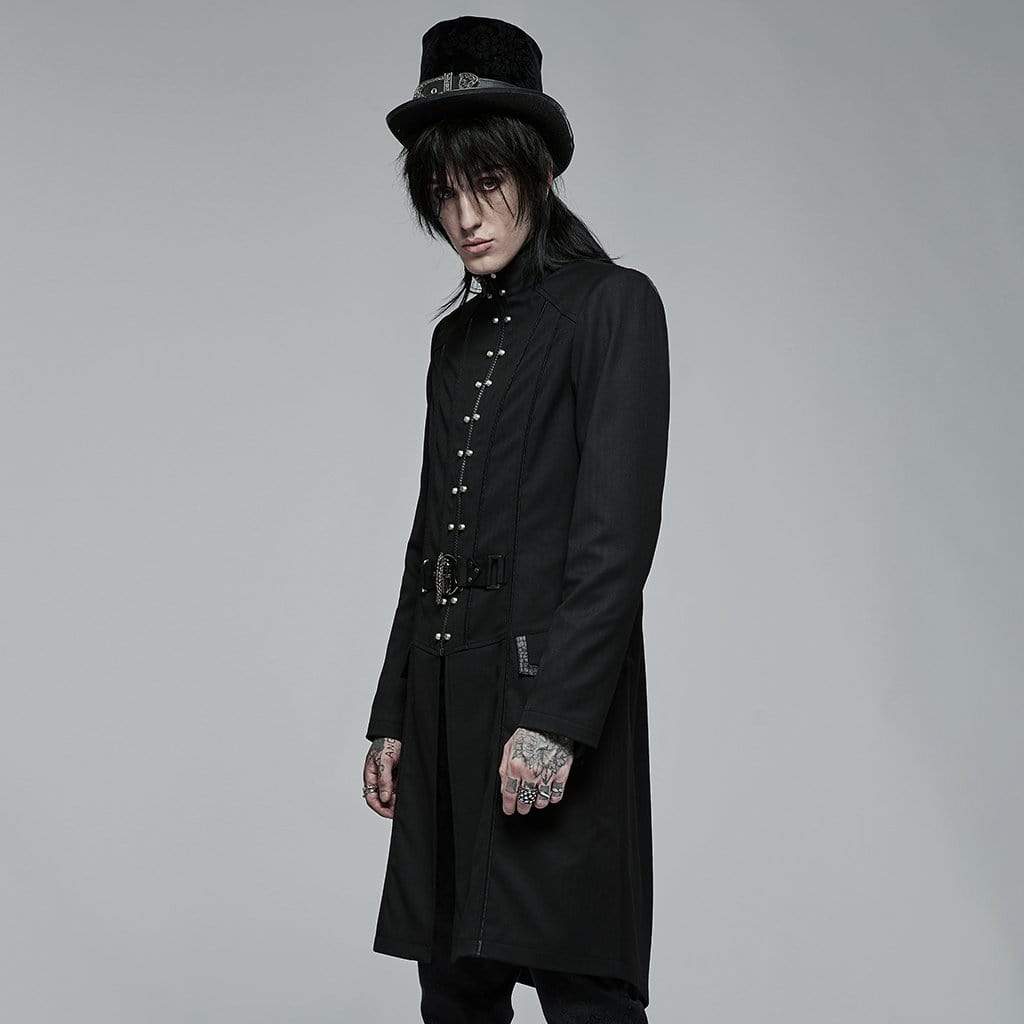 Punk Rave Men's Gothic Stand Collar Skeleton Embroidered Coat